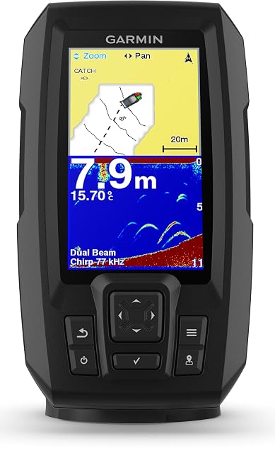 Garmin Striker Plus 4 CHIRP fish finder with mounting bracket