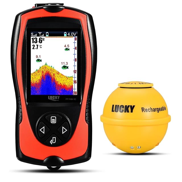 LUCKY portable wireless sonar fish finder with colour LCD handset