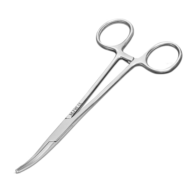 MJW curved stainless steel hemostat forceps for fishing