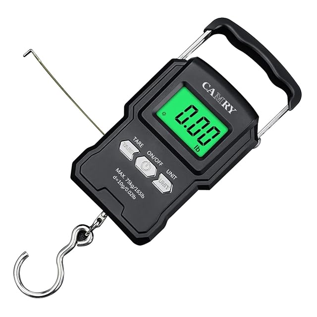 CAMRY black digital luggage and fishing scale with hook and tape