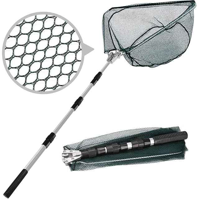 HEYOMART 130 cm telescopic landing net, folded and extended