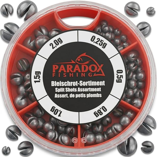 Paradox Fishing split shot dispenser tin, 0.25 to 2.0 g