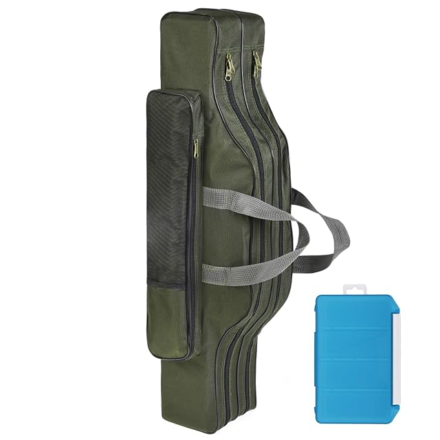 Relaxyee three-layer foldable fishing rod bag with tackle box