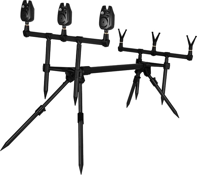 normani aluminium rod pod with three bite alarms and V rests
