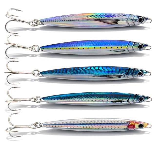 Costa Marina five-piece 40 g metal shore jigs with holographic finish