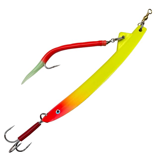 Mega Fishing MF Bergmann lead-free zinc banana pilker with fluorescent rubber makk