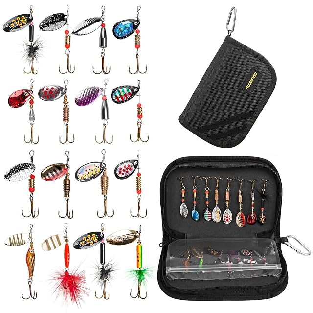 PLUSINNO 16-piece spinner lure set with carry bag