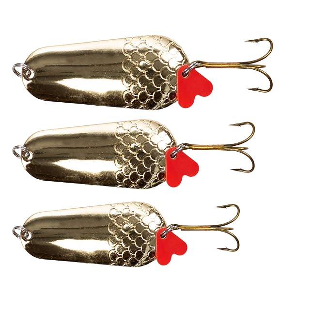 Zite Fishing three-piece pike spoon set with red attractor flags