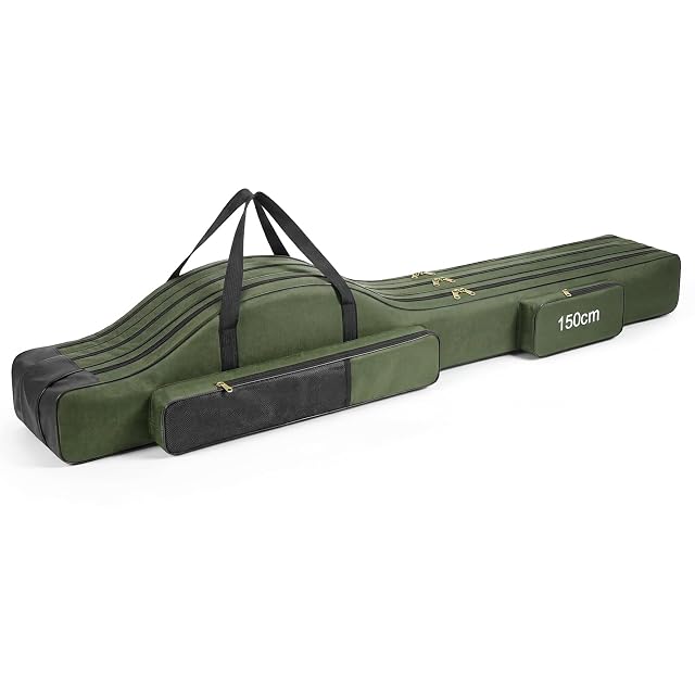 Axrye 150 cm green fishing rod bag with three compartments