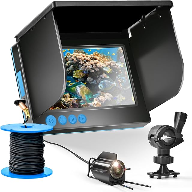 YYYuYong 5-inch IPS underwater fishing camera with rod bracket
