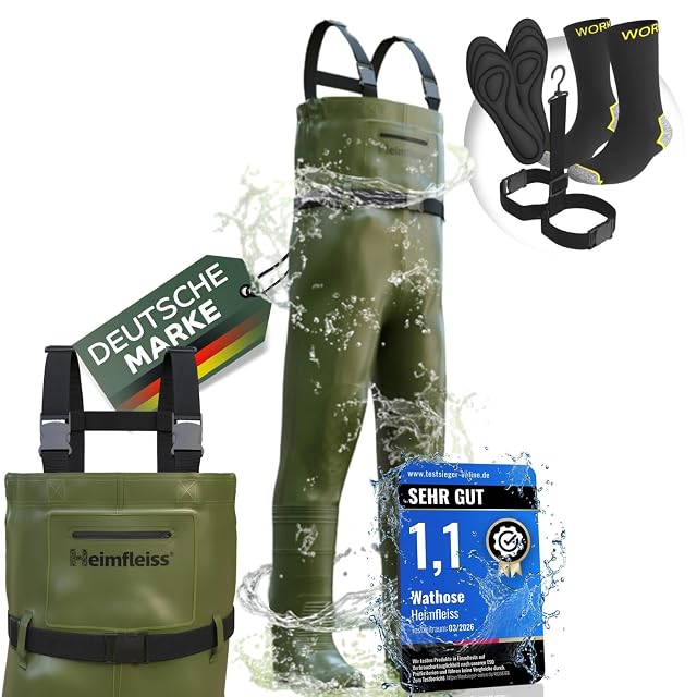 Heimfleiss waterproof chest waders with boots, size 44